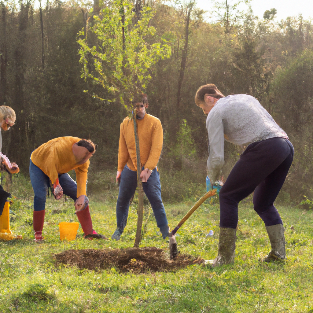 Gruppo di persone che piantano alberi